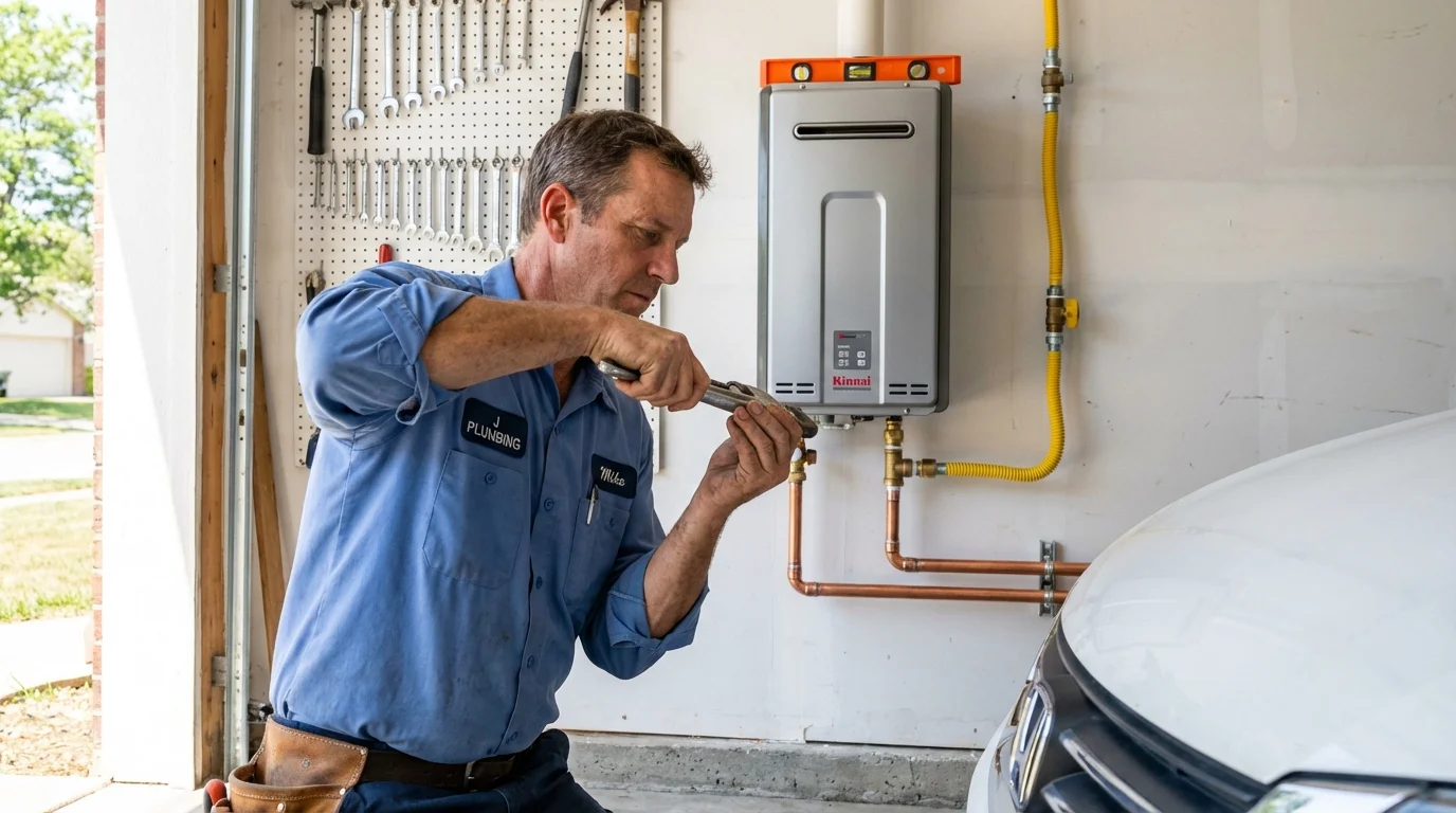 Tankless water heater installation by a Johns Plumbing LLC plumber in Dawson Springs